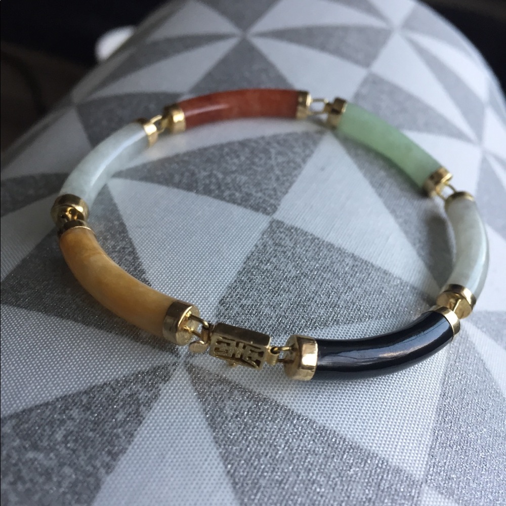 🚫SOLD🚫 14K Multi Color Jade Bracelet ✨